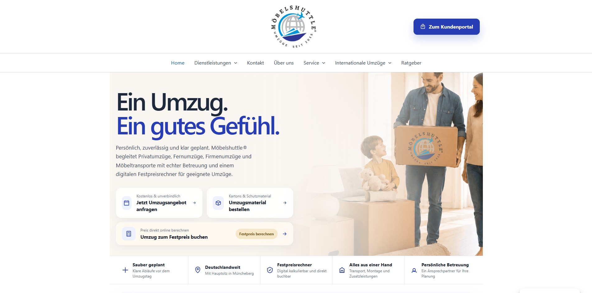 Festpreisrechner und Website von Möbelshuttle als Referenzprojekt